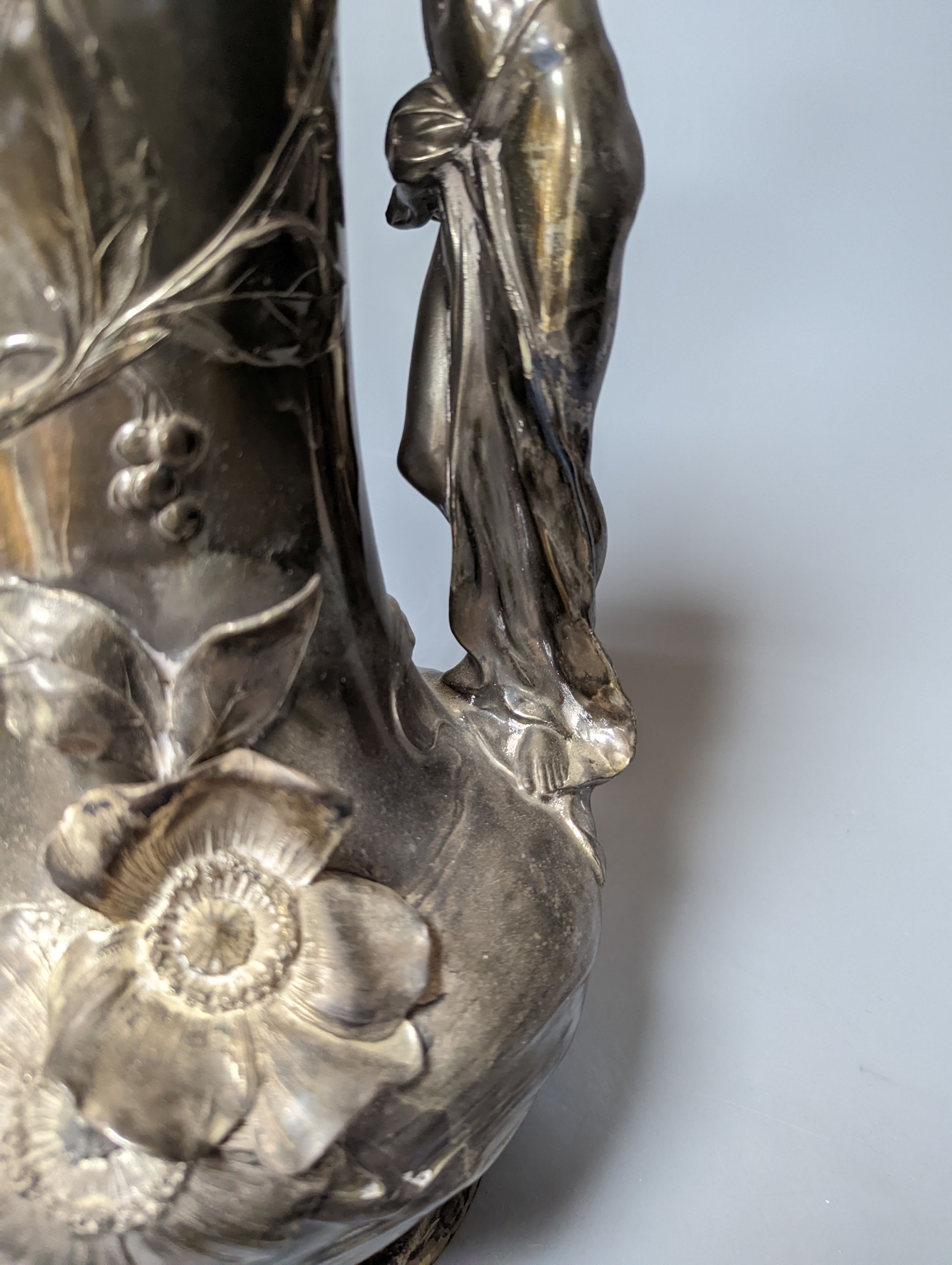 A WMF Jugendstil silver plated figural jug 36cm